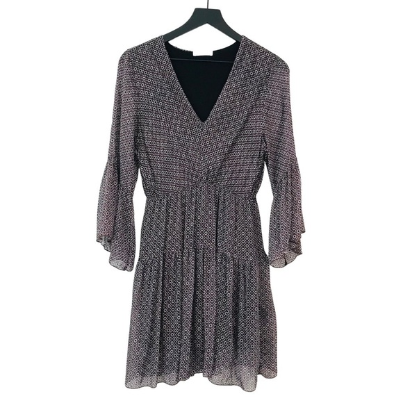 Vintage Y2K Hope Collection Silk Italy Bohemian Bell Sleeve Ditsy Floral Dress - Picture 1 of 12